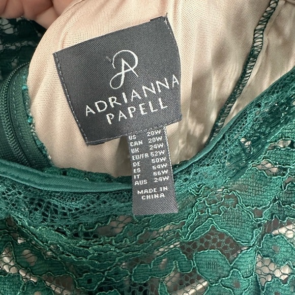 NWT Adrianna Papell Aubrey lace off shoulder hunter green dress sz 20W - Picture 5 of 7